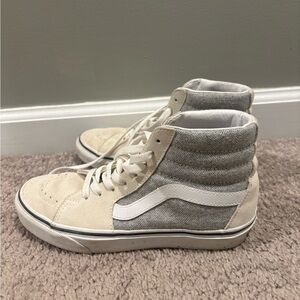 Vans High Top Sneakers in Cream and Gray US MENS 4.5 and WOMENS 6.0